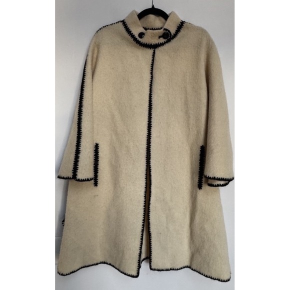 Vtg Pure New Wool Handmade Coat Greece A-Line Boho Cottagecore‎ Oversized Unique - Picture 10 of 16